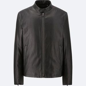 UNIQLO Faux Leather Stand Collar Biker Jacket